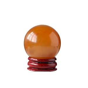 Natuurlijke Rode Agaat Kristallen Bol Feng Shui Ornament Met Houten Voet Gepolijste Stenen Bol Huis Kantoor Decoratie