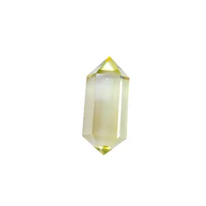 Pendentif colonne de quartz naturel cristal jaune double pointe pour decoration design