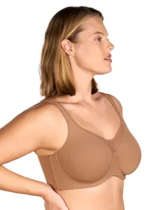 Plus size seamless underwire bra nude color comfortable support women daily underwear