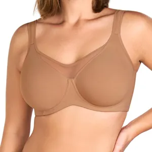 Plus size underwire bra nude sheer mesh minimalist daily comfort lingerie for women