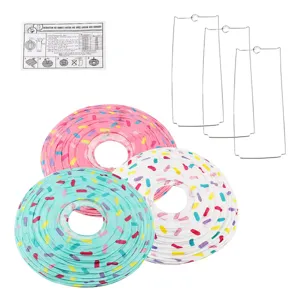 Donut paper lanterns party decoration colorful round hanging paper lanterns details.