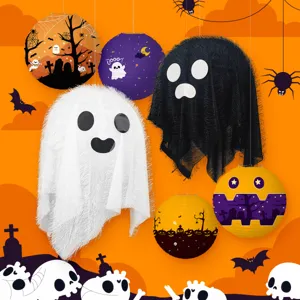 Linternas de Papel de Halloween Colgantes Araña Murciélago Calabaza Fantasma Adornos Hechos a Mano DIY para Fiesta de Halloween Decoración del Hogar