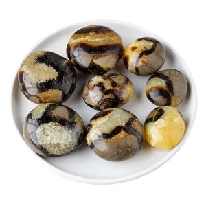 Natural septarian stone palm stones polished crystal mineral specimen for home decor display