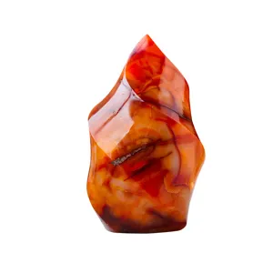 Natural red agate flame carving crystal stone mineral specimen Halloween home decor ornament.