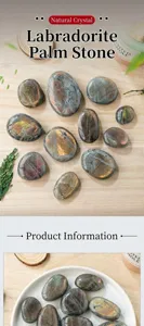 Natural labradorite palm stone crystal mineral specimen for healing meditation and home decor.