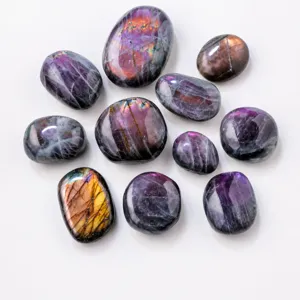 Natural labradorite palm stones crystal mineral specimen for meditation healing decoration
