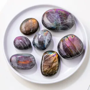 Natural labradorite palm stone mineral specimen crystal aromatherapy diffuser decoration