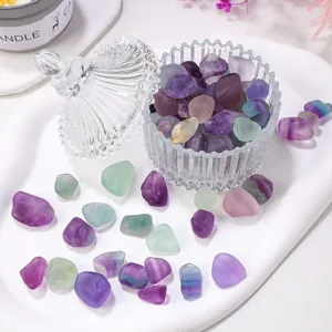 Natural Colorful Fluorite Crystal Tumbled Stones Polished Irregular Crushed Quartz Minerals For Aromatherapy Diffuser Fish Tank Landscaping Vase Filler Home Decor