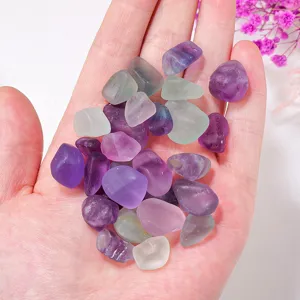 Natural colorful fluorite tumbled stones polished irregular crystal chips for aquarium