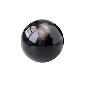 Natural Silver Obsidian Crystal Ball Sphere Polished Gemstone Home Office Decor Ornament