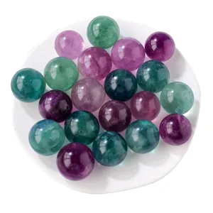 Natural crystal purple green fluorite spheres raw stone polished crystal ball decor