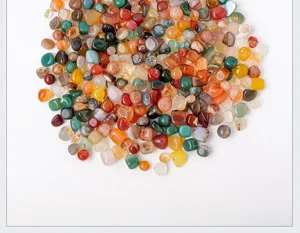 Natural colorful agate tumbled stones, irregular polished crystal gravel for home aquarium decor.