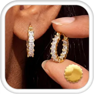 14K Gold Plated Copper Rhinestone C Shaped Hoop Earrings Geometric Pave Ins Style Stud Earrings for Women Party Jewelry