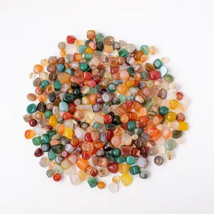 Natural colorful agate tumbled stones irregular chips for fish tank vase home decor wholesale