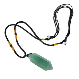 Natürliche Amethyst Quarz Heilkristall Punkt Anhänger Halskette Hexagonales Prisma Rohstein Verstellbare Kordelkette Choker Für Damen Herren Meditation Schmuck