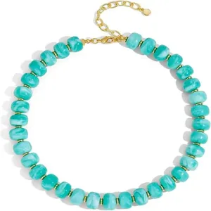 Collier Perlé en Laiton Plaqué Or à la Mode pour Femmes Perles en Résine Chaîne Réglable Design Haut de Gamme Bijoux
