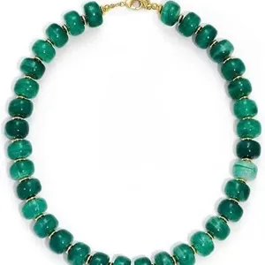 Collier de Perles Vertes pour Femmes Laiton Plaqué Or Mode Bijou Déclaration Vue Principale