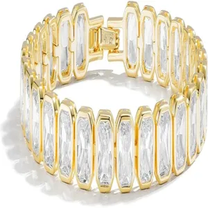 Vergoldetes Zirkonia Tennisarmband für Damen mit elegantem geometrischem Gliederdesign.