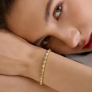 Elegantes vergoldetes Tennisarmband mit Zirkonia Steinen fuer Damen Modeschmuck