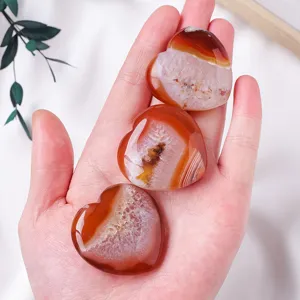 Natürlicher Roter Achat Herz Geode Polierter Palmstein Heilkristall Herzförmiger Stein Für Haus Deko Büro Schreibtisch Ornament