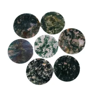 Natural moss agate cabochon stones round polished crystal gemstones for jewelry making crafts