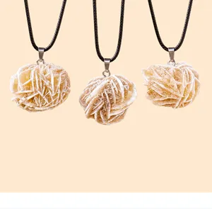 Natürliche Wüstenrose Kristall Stein Halskette Anhänger Mineral Exemplar Modeschmuck