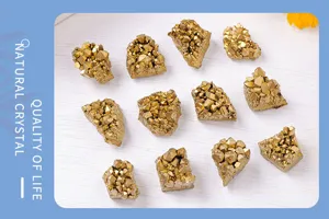 Espécimen de cristal natural chapado en oro racimo de cristal accesorios de joyería de piedra bruta