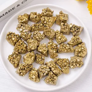 Espécimen mineral de racimo de cristal dorado piedra bruta accesorios de joyería