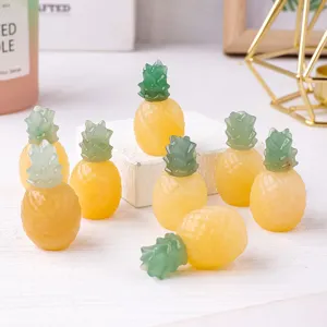 Natural Crystal Aventurine Pineapple Carving Polished Stone Desktop Ornament Micro Landscape