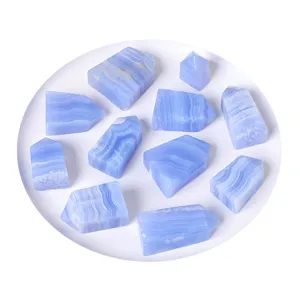 Ensemble De Tours En Cristal D'Agate Dentelle Bleue Poli Décoration Maison Bureau