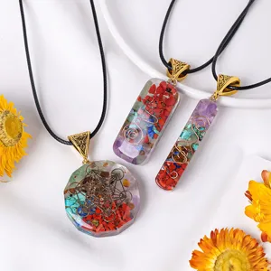 Pendentif en cristal Orgone gemme résine collier bijoux d'énergie spirituelle pour femme et homme