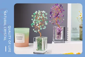 Natürlicher Kristall Edelstein Geldbaum für Heimtextilien, Heilung Kristall Bonsai Baum.