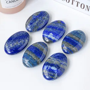 Natürliche Lapislazuli Palmsteine Heilung Massagekristalle Ovale Polierte Taschensteine 6Stk