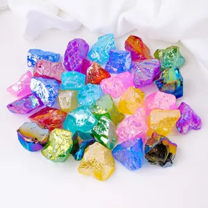 Naturliche bunte edelsteine rohsteine galvanisierte quarzkristalle fur aquarium deko und aroma