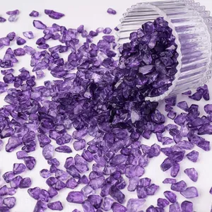 Gekleurde Amethist Gebroken Stenen Helende Kristal Chips Voor Woondecoratie Aquarium Bloempot Decoratie Zuivering Stenen