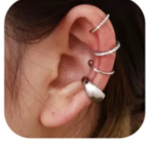 Set di cuffie per orecchie argento con orecchini metallici minimalisti per stile unico.