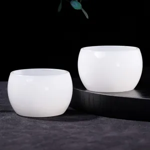 Weißer Jade Teebecher Set, Keramischer Kung Fu Teebecher für Büro und Hausgebrauch gut.