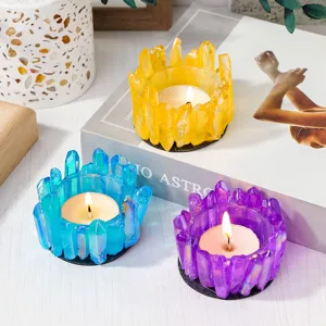 Bougeoir en cristal colore pilier decoratif veilleuse pour decoration interieure