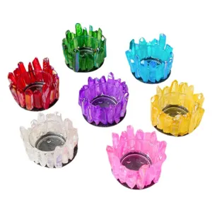 Porte-bougie en cristal colore quartz galvanise pilier de cristal decoration interieure