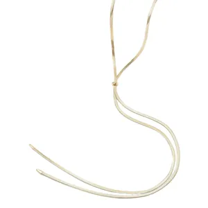 Gold lariat snake chain necklace, elegant adjustable Y-shaped design for women fashion jewelry.