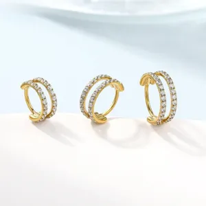 Dubbellaagse Rij Strass Neusring Hump Voor Unisex Verguld Koper Geometrische Oorringen Lichaamssieraden Piercing Cadeau