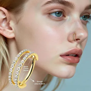 Dubbele zirkoon neusring hoepel kraakbeen piercing lichaam sieraden hoofditem te koop