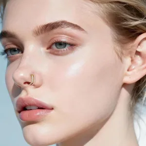 Dubbele zirkonia neusring mode unisex minimalistische gouden piercing sieraden item
