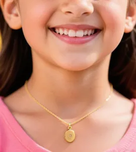 Gold locket necklace for women, 14k gold plated brass oval pendant with sparkling zircon stone.