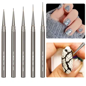 Professionelles Nagel-Liner-Pinsel-Set aus Metall mit 5 Größen für präzise Nailart-Malerei.