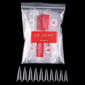 500 Stk lange spitze künstliche Nagelspitzen transparente Stiletto Nagelverlängerung Set
