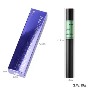 Nagel magisch Chrom Pigment Stift Chamäleon Puder Kissen Nagelkunst Werkzeug mit Box.