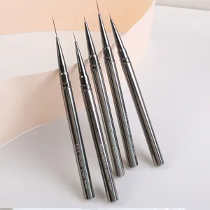 Professioneller Metall Nail Art Liner Pinsel Feiner Malstift Gun Black Griff Ultradünne Faserborsten Für Maniküre
