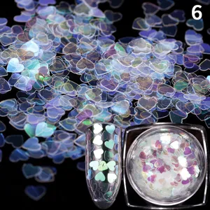 Holografische Herz Nagelkunst Glitzer Flakes, 3D Laser Pailletten für DIY Maniküre Design.