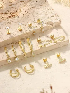 Ensemble boucles d'oreilles zircone laiton plaque or styles multiples bijoux mode.